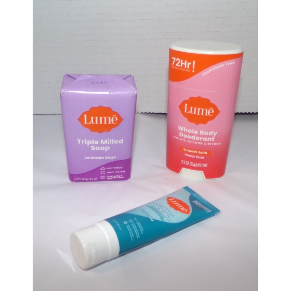 NEW 3 PC. LUME VARIETY PACK~BODY CREAM, WHOLE BODY DEODORANT,‎  & BAR SOAP